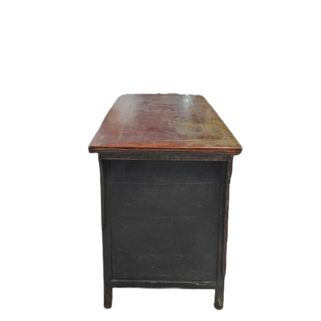 Deep Reddish Brown Antique Chinese Sideboard Buffet Cabinet For Sale - Image 10 of 12
