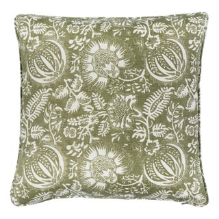 Schumacher Pomegranate Print 18" Pillow In Olive For Sale