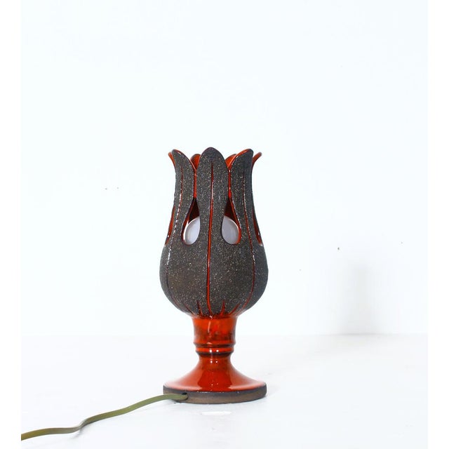 Small Handcrafted Red Ceramic Table Lamp, Sweden, 1970s For Sale - Image 6 of 10