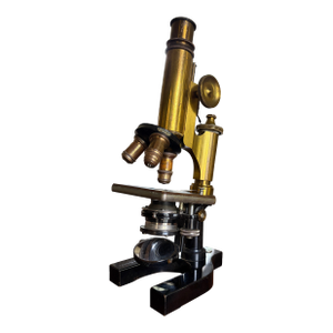 Early 20th Century Bausch & Lomb Brass Microscope in Original Cabinet