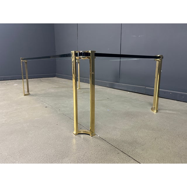 Brass and Glass Coffee Table in the style of Peter Ghyczy, 1970s For Sale - Image 6 of 13