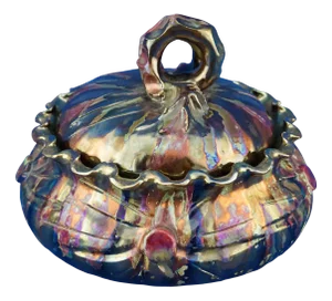 Vintage Italian Ceramic Box Vase with Metallic Lustres by Vincenza Mazzotti, 1950s