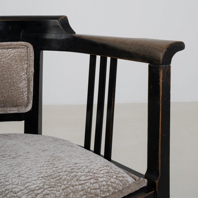 Art Nouveau 19th Century France Art Nouveau Black Wood Armchair For Sale - Image 3 of 11