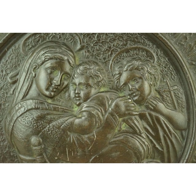 Bronze Medallion with Bas-Relief depicting the Madonna Della Seggiola by Raffaello Sanzio, Italy, Late 1800s For Sale - Image 15 of 18