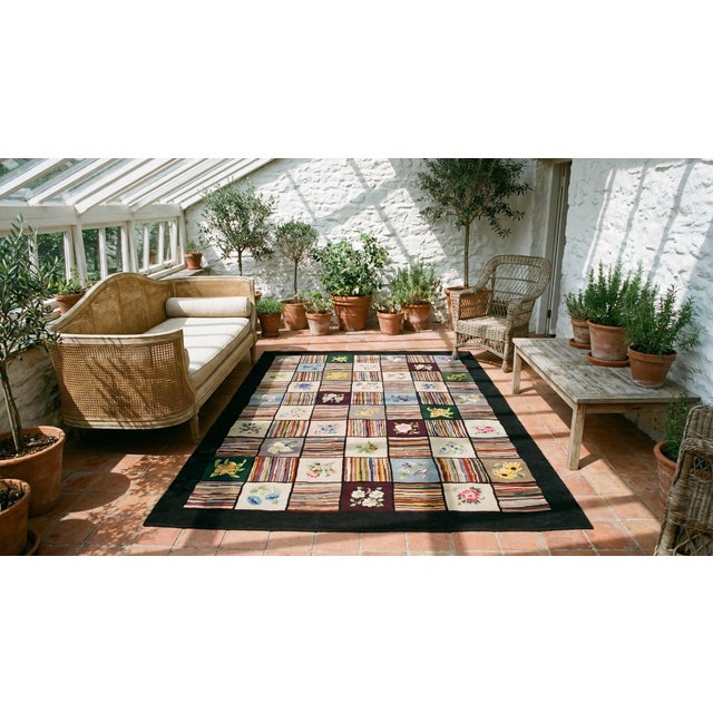 1930s Multicolor Geometric Folk Art American Hooked Rug 6' X 8'4" Handknotted Wool Carpet For Sale - Image 14 of 14