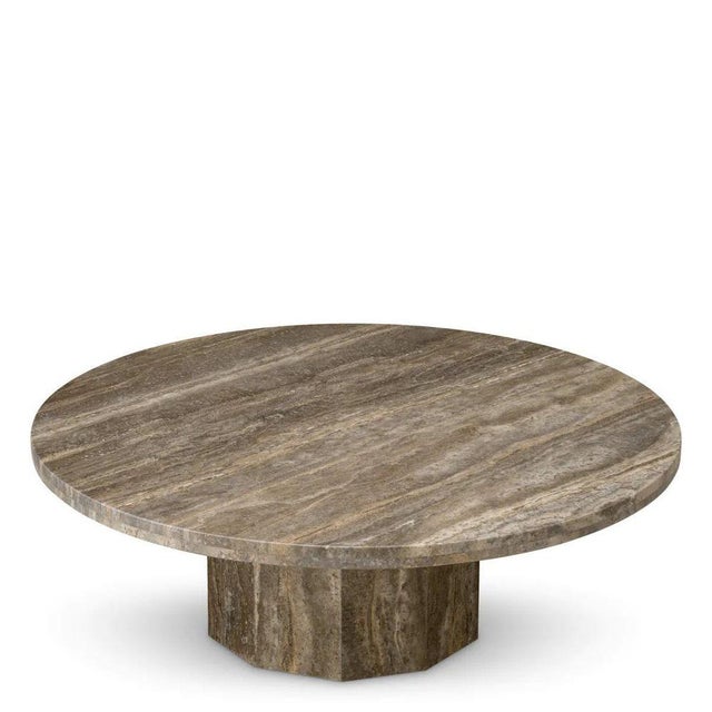 Coffee Table in Silver Travertine Stone For Sale - Image 4 of 8