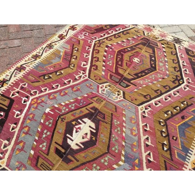Vintage Rustic Turkish Kilim Runner - 58" X 127.5" For Sale In Raleigh - Image 6 of 10