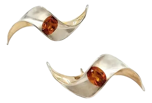 Vintage Modernist Gold & Silver Earrings, Gerhard Herbst Studio - 2 Pieces