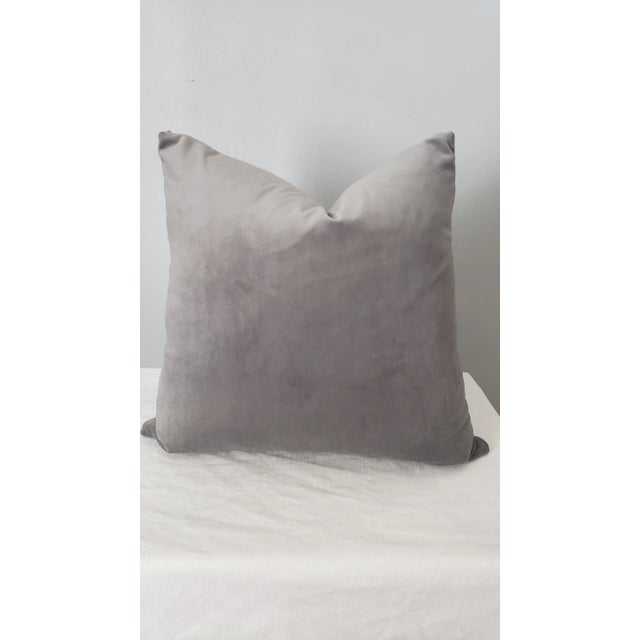 Groundworks Balboa Fabric on front side. Dark Grey velvet on back. Size: 20 " x 20" Hidden Zipper Pillow Cover Only. Dry...