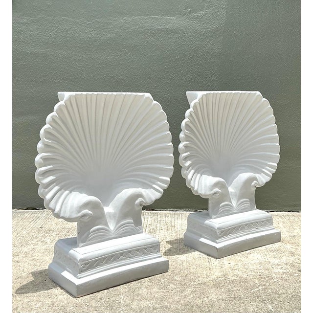Vintage Clam Shell Pedestals - Set of 2 For Sale - Image 4 of 18