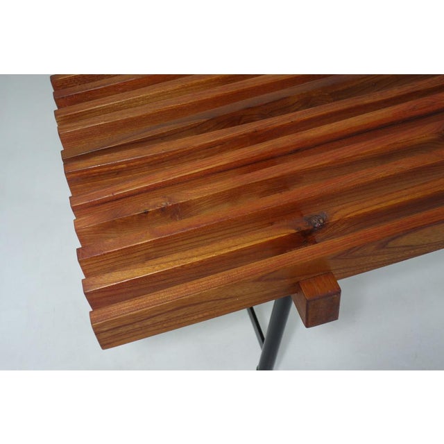 Italian Mid-Century Modern Iron, Brass and Teak Bench in the style of Carlo Hauner, 1950s For Sale - Image 4 of 16