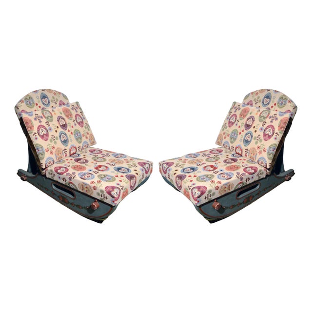 Set of Tyrolean Sledding Chairs, 1950s For Sale