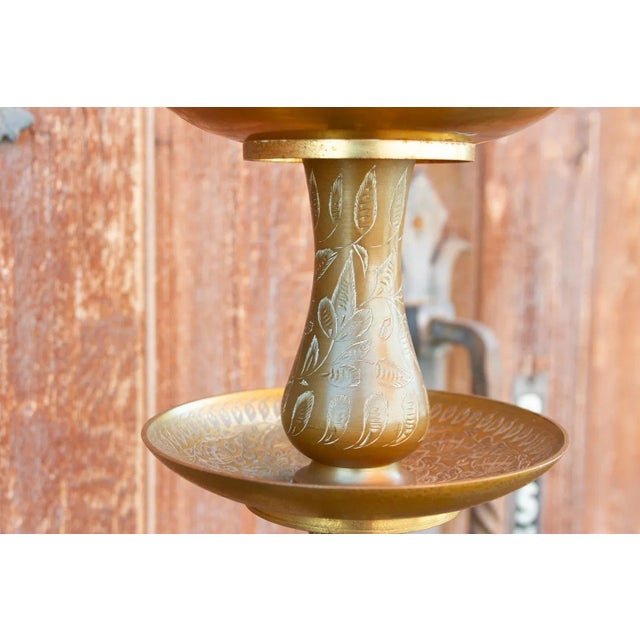 Mid 20th Century Royal Kashmiri Engraved Brass Lamp For Sale In Los Angeles - Image 6 of 12