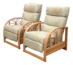 Chairs Pair of Vintage Mid Century Bamboo Rattan Braxton Culler Lounge Recliner Chairs