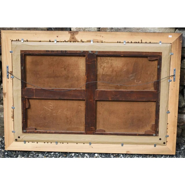 Textile 1800's Antique Painting, Oil on Canvas, Italian School, Realism, Canal, Village For Sale - Image 7 of 7