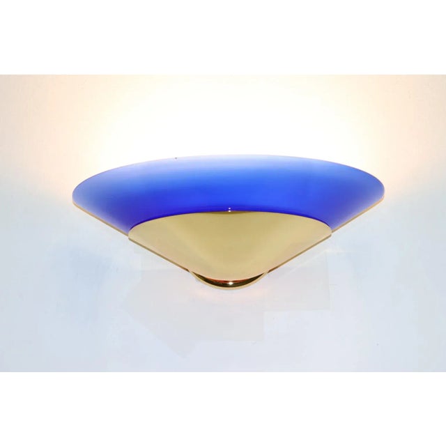 Mid-Century Modern 1990s "Mezzo Alo" Wall Lamp Murano Blue Glass For Sale - Image 3 of 11