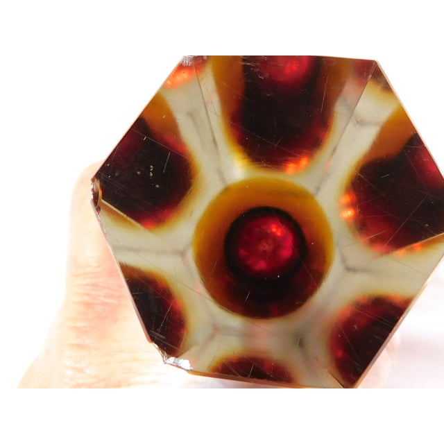 1960s Dark Pink Inside Yellow Art Glass Vase For Sale - Image 9 of 9