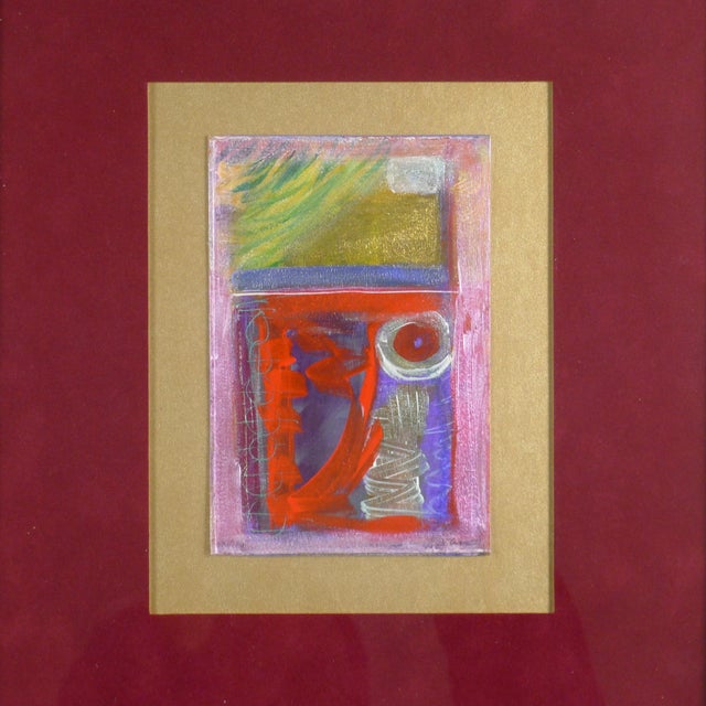Late 20th C. Gestural Abstract Composition in Red, Violet and Gold ...