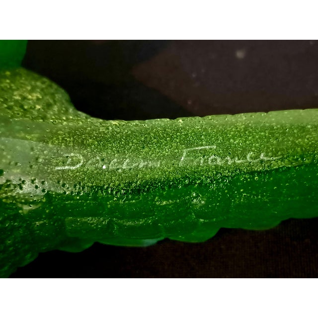 1980s Rare Retired HTF Daum France Large Crystal Green Alligator Figurine Pate-De-Verre 20" For Sale - Image 5 of 12