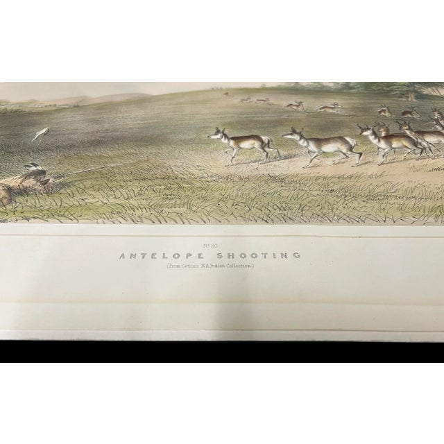 George Catlin Antelope Shooting 1870s Lithograph Hand-Colored Print For Sale - Image 4 of 5