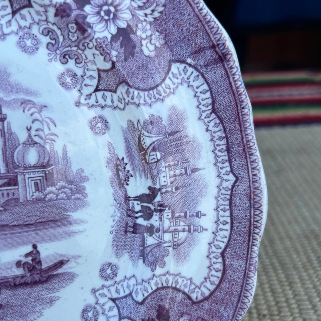Early 19th Century A Antique Staffordshire "Palestine" Purple Transfer Decorated Plate, 1830’s For Sale - Image 5 of 12