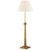 Traditional Chapman & Myers by Visual Comfort Signature Swedish Column Buffet Lamp in Antique-Burnished Brass with Linen Shade For Sale - Image 3 of 3