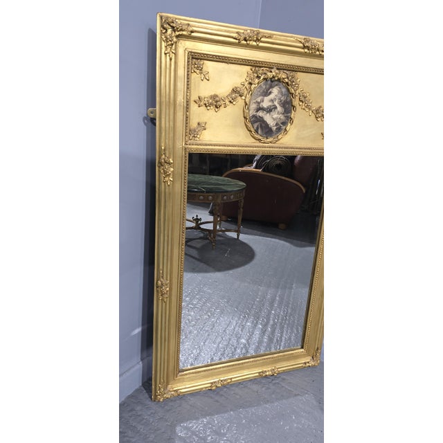 French Gilt Trumeau Mirror, 1880 For Sale - Image 6 of 12