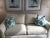 Abstract Thibaut “Kimona” in Robins Egg 22” Down Filled Pillows - a Pair For Sale - Image 3 of 4