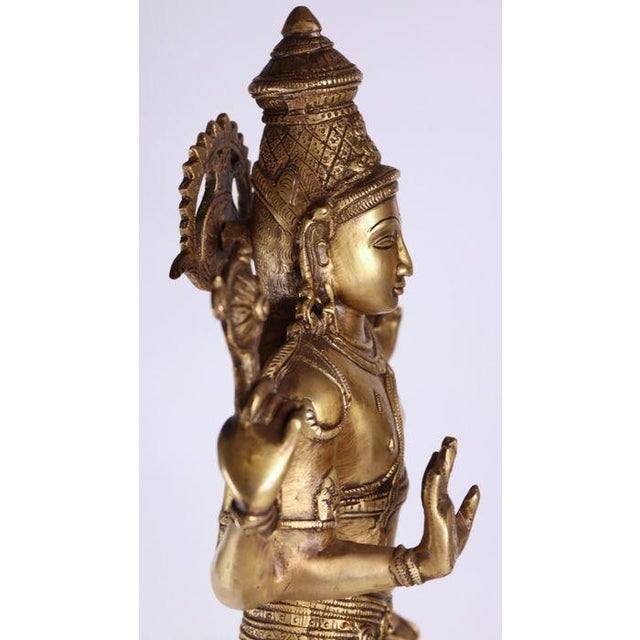 Early 20th Century South Indian Brass Bronze Statue Vishnu Metal Heavy Large Antique For Sale In Los Angeles - Image 6 of 13