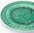 A lovely antique 19th-Century French green majolica fern & leaves plate with greek key border. No maker's mark. It...
