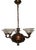 Art Deco French Brass and Glass Five-Light Chandelier, 1940s For Sale