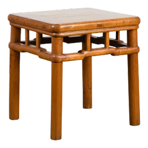 Chinese Vintage Ming Dynasty Style Accent Side Table with Humpback Stretcher
