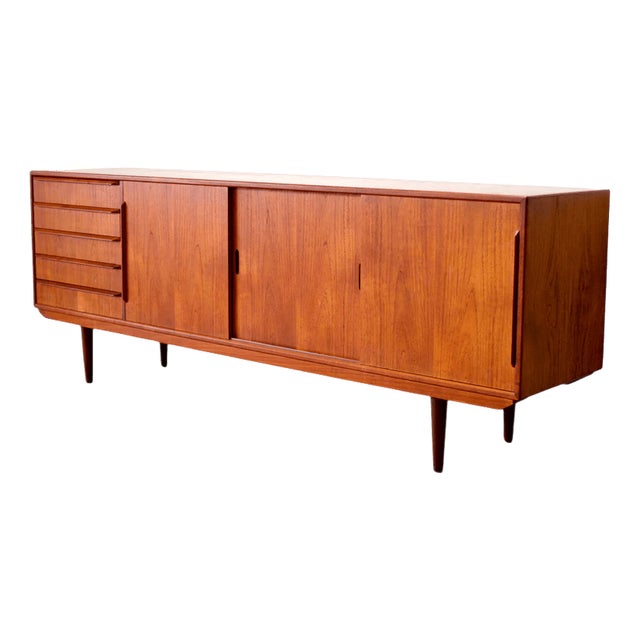 Danish Teak Sideboard with Sliding Doors and Drawers, 1960s For Sale