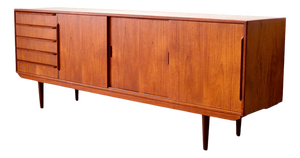 Danish Teak Sideboard with Sliding Doors and Drawers, 1960s