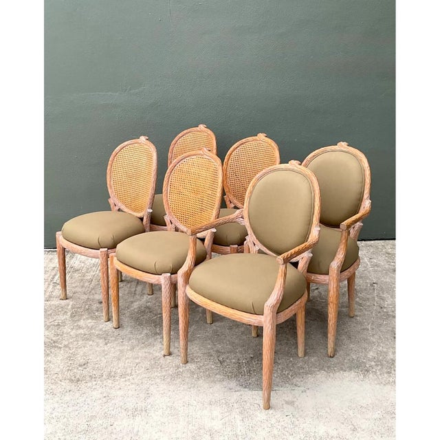 Vintage Carved Faux Bois Dining Chairs - Set of 6 For Sale - Image 4 of 12