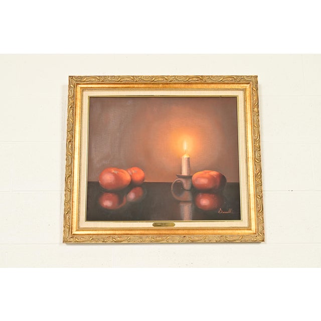 A beautiful original still life oil painting on canvas entitled "Summer Eve Harvest" in carved giltwood frame Signed by...