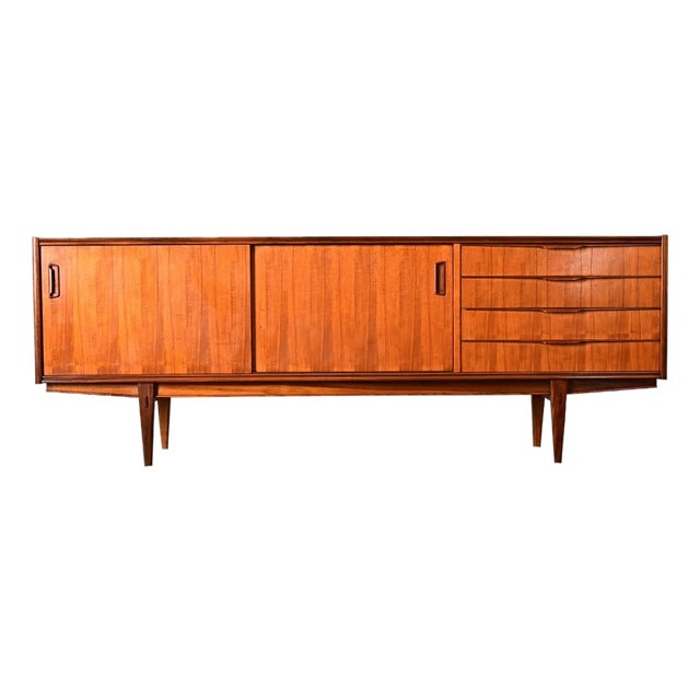 French Vintage Mid-Century Modern Walnut Sideboard For Sale