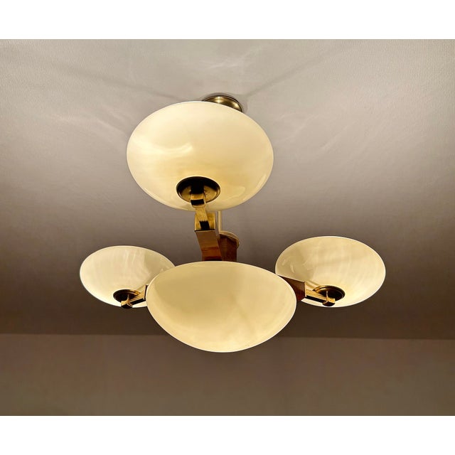 Brown Vintage Art Deco Pendant Light in Wood and Glass, 1930s For Sale - Image 8 of 18