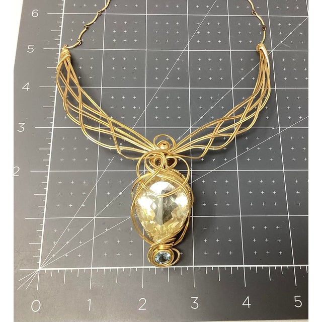 Contemporary Late 20th Century 77ct Lemon Quartz Necklace With Blue Topaz Accent and Complementary Earrings, 3 Pieces For Sale - Image 3 of 5