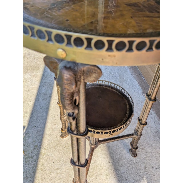 Brown Late 20th Century Faux Bamboo Elephant Accent Table/ Side Table. 2-Design on Tiers For Sale - Image 8 of 10