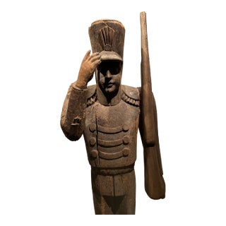 Monumental 65" Vintage Philippine Taka-an Wood Soldier Mold on Custom Base For Sale