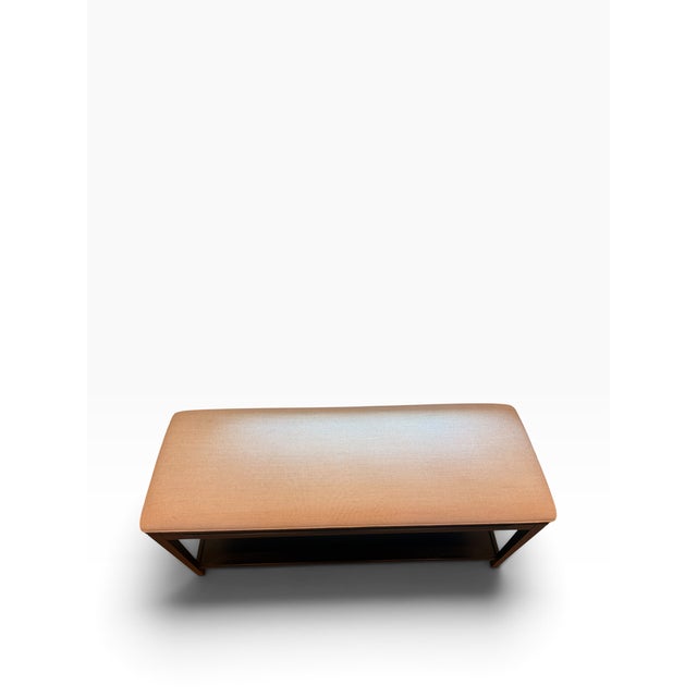 Contemporary Arhaus Upholstered Wood Bench With Lower Shelf – 48” For Sale - Image 3 of 12