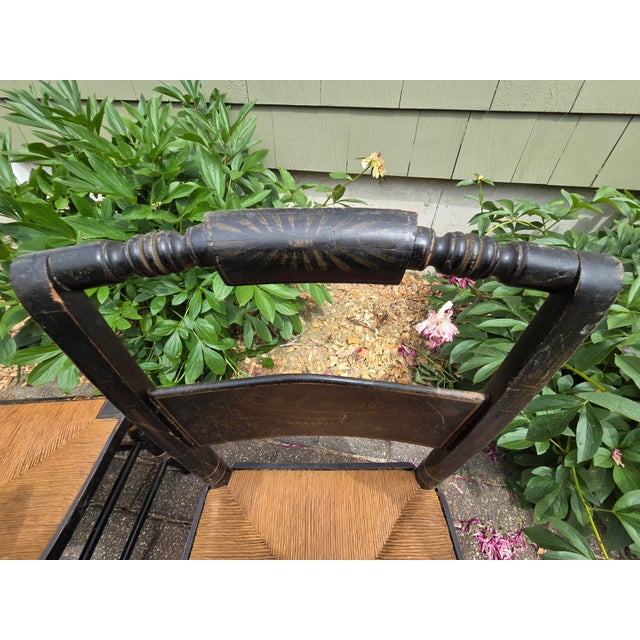Wood Pair of Antique Ladder Back Child Kid Woven Chairs For Sale - Image 7 of 15