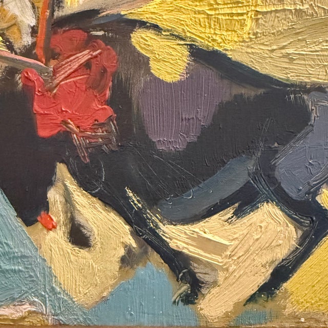 1950s Petite Mid Century Abstract Bull Fighting Painting For Sale - Image 5 of 8