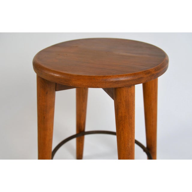 Modern Patinated Oak Stool in the Style of Les Artisans De Marolles For Sale - Image 3 of 11