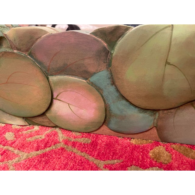 90s Oversized Boho Tropical Leaf Wall Mirror, Hand Carved, Signed Heffner & Vatalaro For Sale - Image 9 of 12