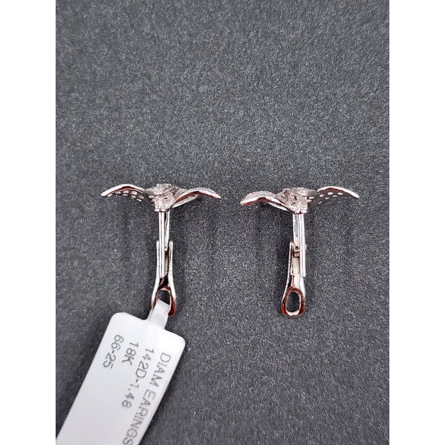 Metal 1.48 Ct Flowered Diamond Earrings - 2 Pieces For Sale - Image 7 of 9