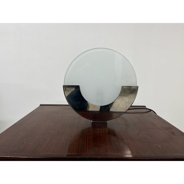 Table Lamp with Chromed Steel Base and Double Glass, 1970s For Sale - Image 6 of 7