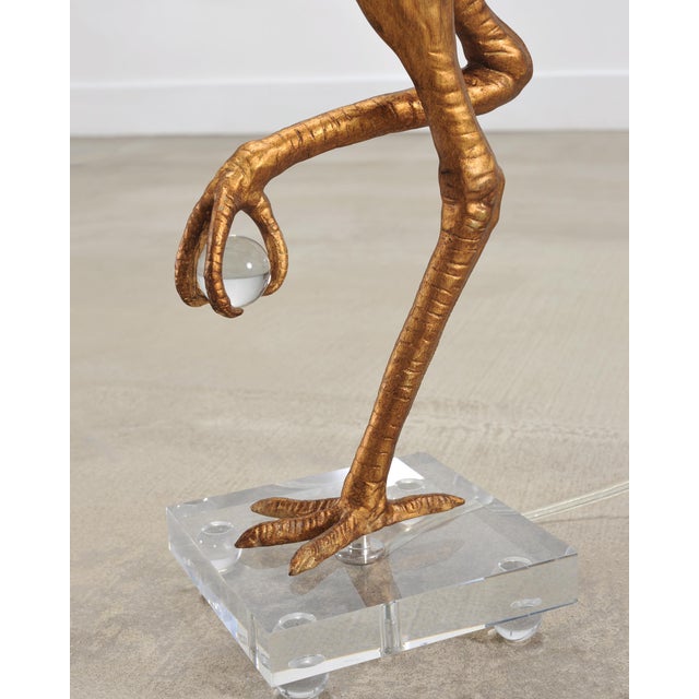 Glass Gilt Resin and Lucite Ibis Table Lamps by Cyan Design - a Pair For Sale - Image 7 of 18