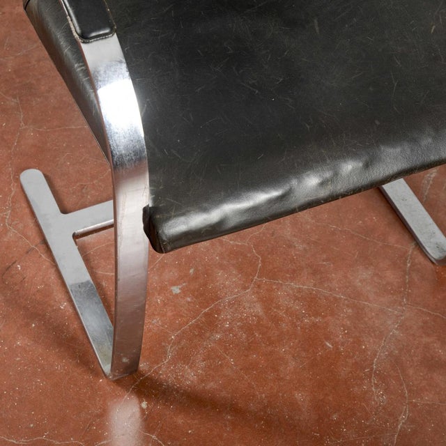 Vintage Chair in Polished Stainless Steel with Leather by Mies Van Der Rohe, 1960s For Sale - Image 14 of 18